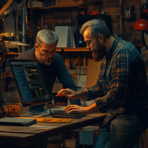Man helping a customer fix his website