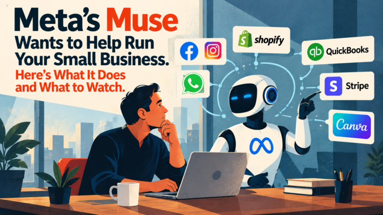 small business owner looking at Meta Muse robot